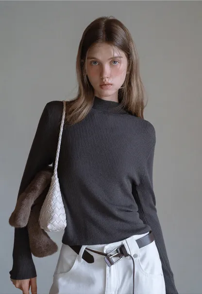 Women’s Ribbed Knit Turtleneck Sweater Top