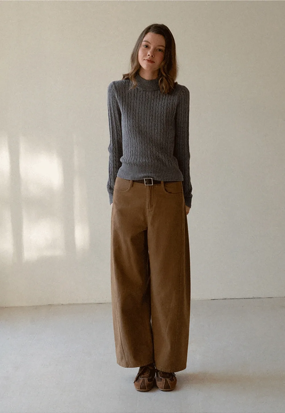 Soft Ribbed Knit Sweater with Cropped Fit