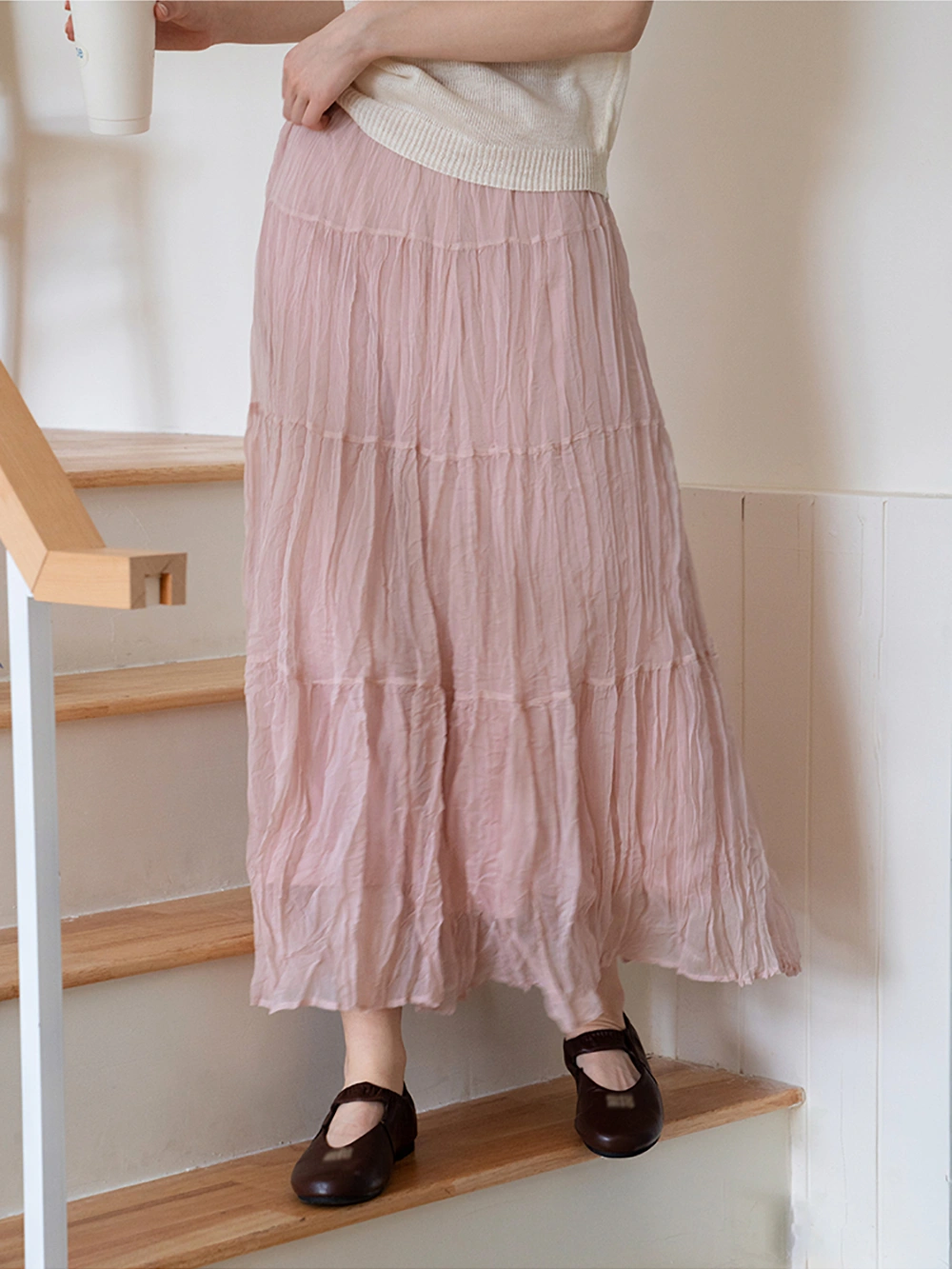 Tiered Crinkled Maxi Skirt