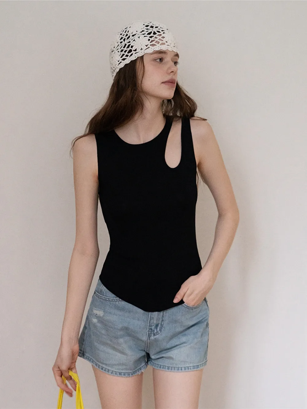 Asymmetric Cutout Knit Tank Top