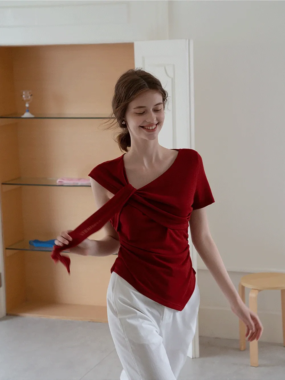 Asymmetrical Tie-Front T-Shirts