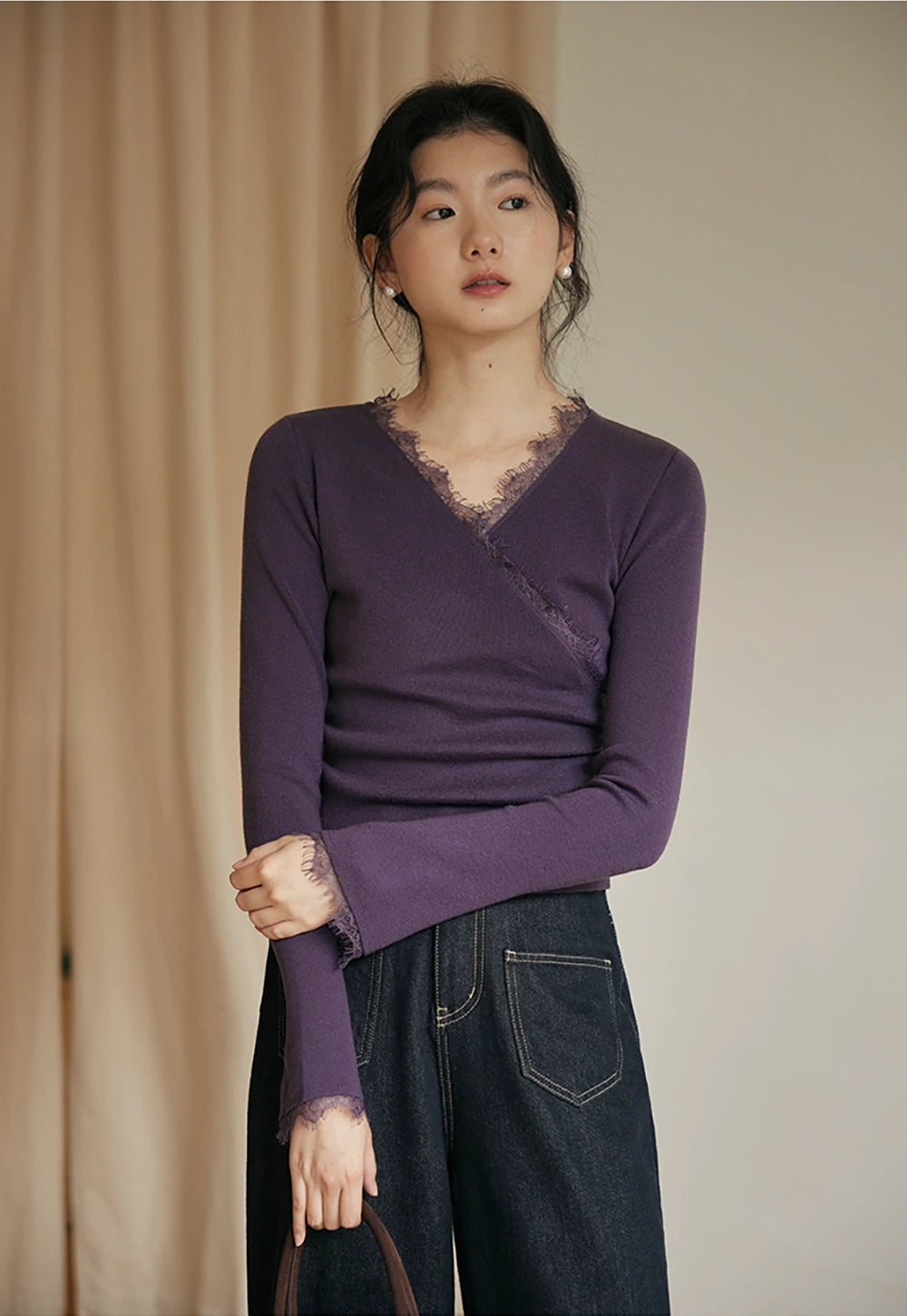 新品BATONER EX Ramie V Neck Knit 11498-1756-
