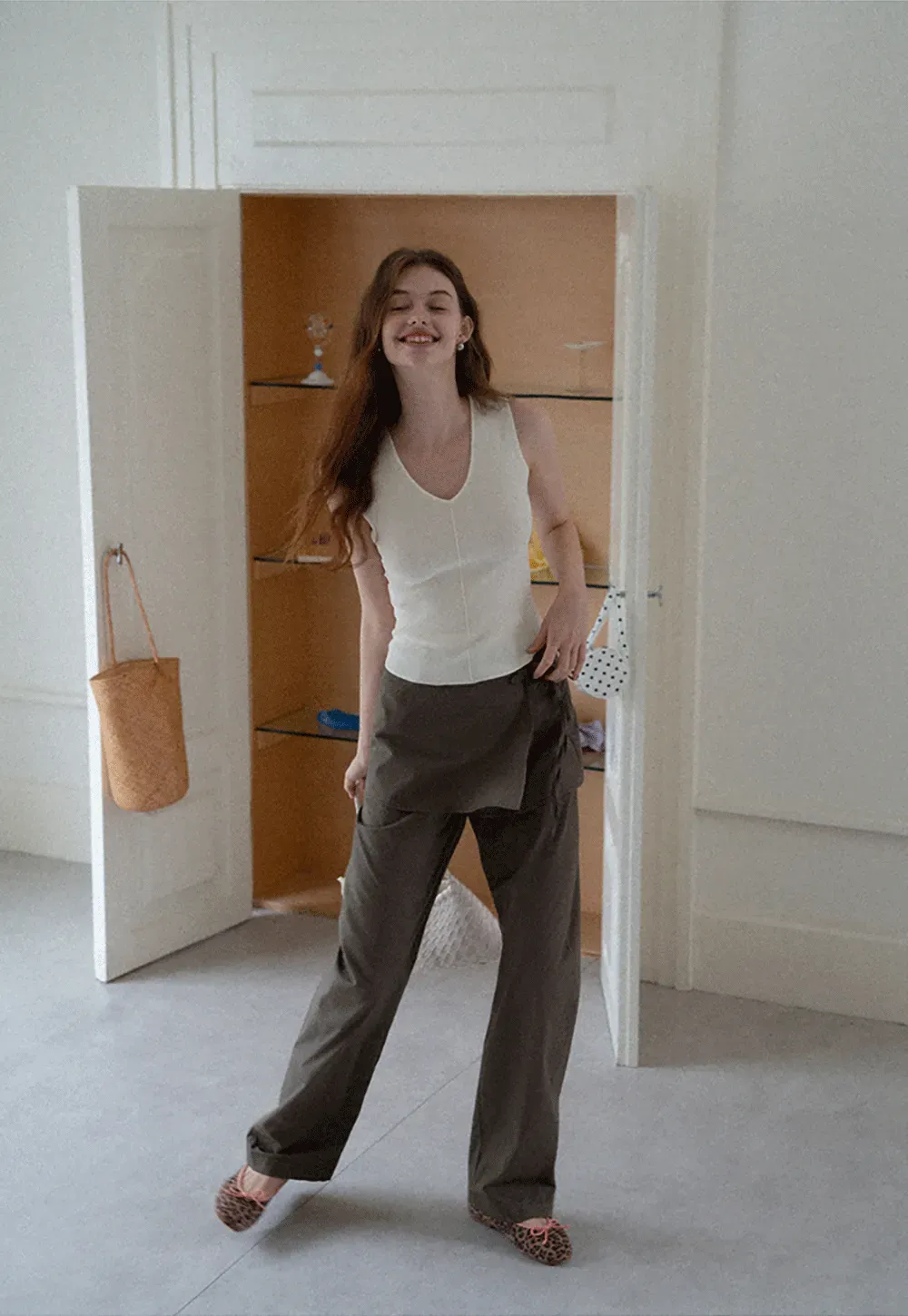 Women's Linen Pants with Detachable Flap