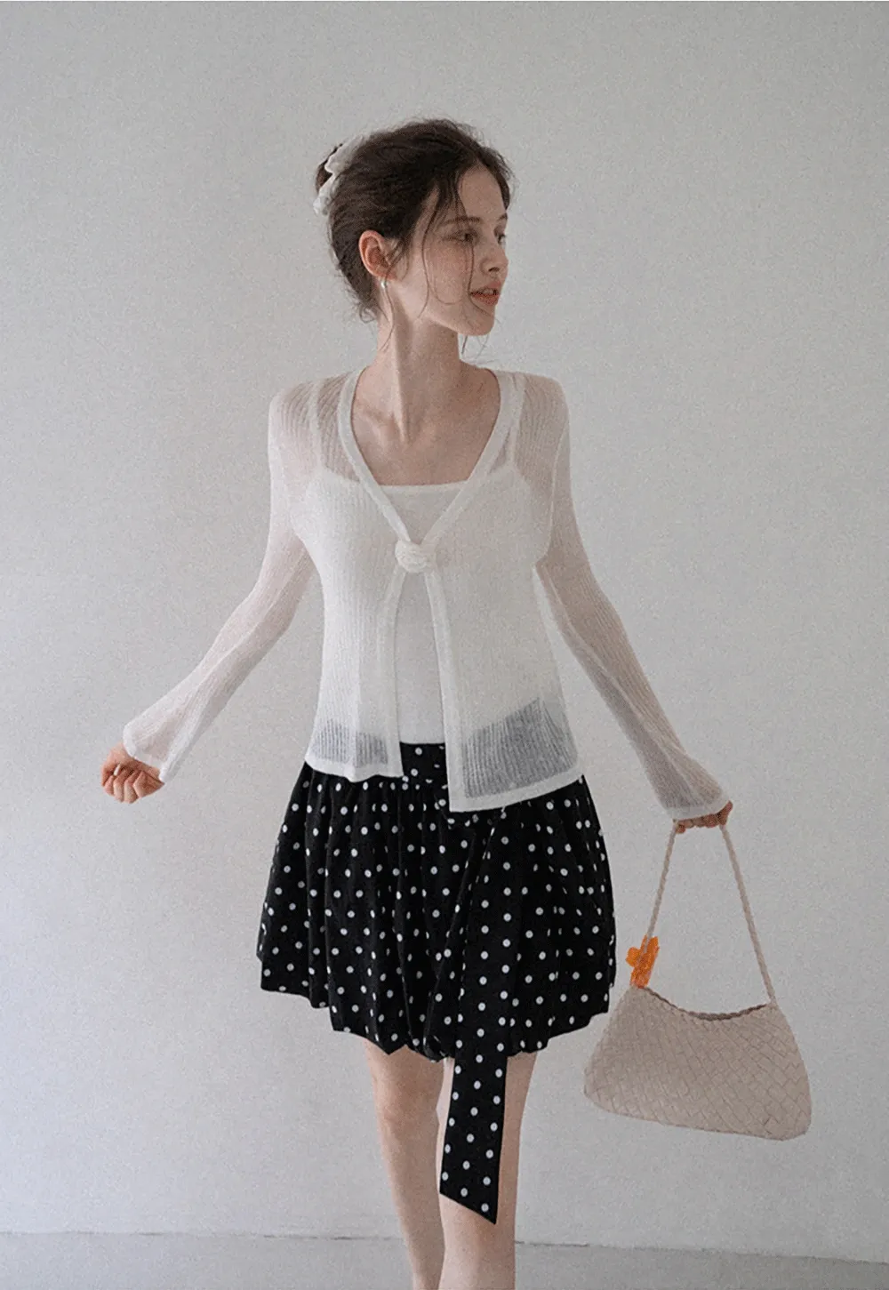 Women's Knit Cami and Sheer Cardigan Set