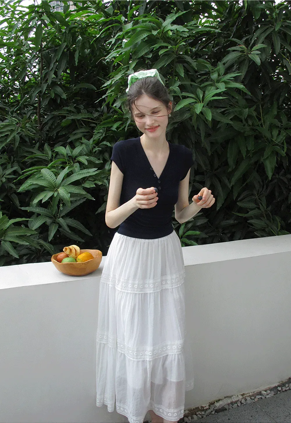 Women's V Neck Button Front Short Sleeve T-Shirt