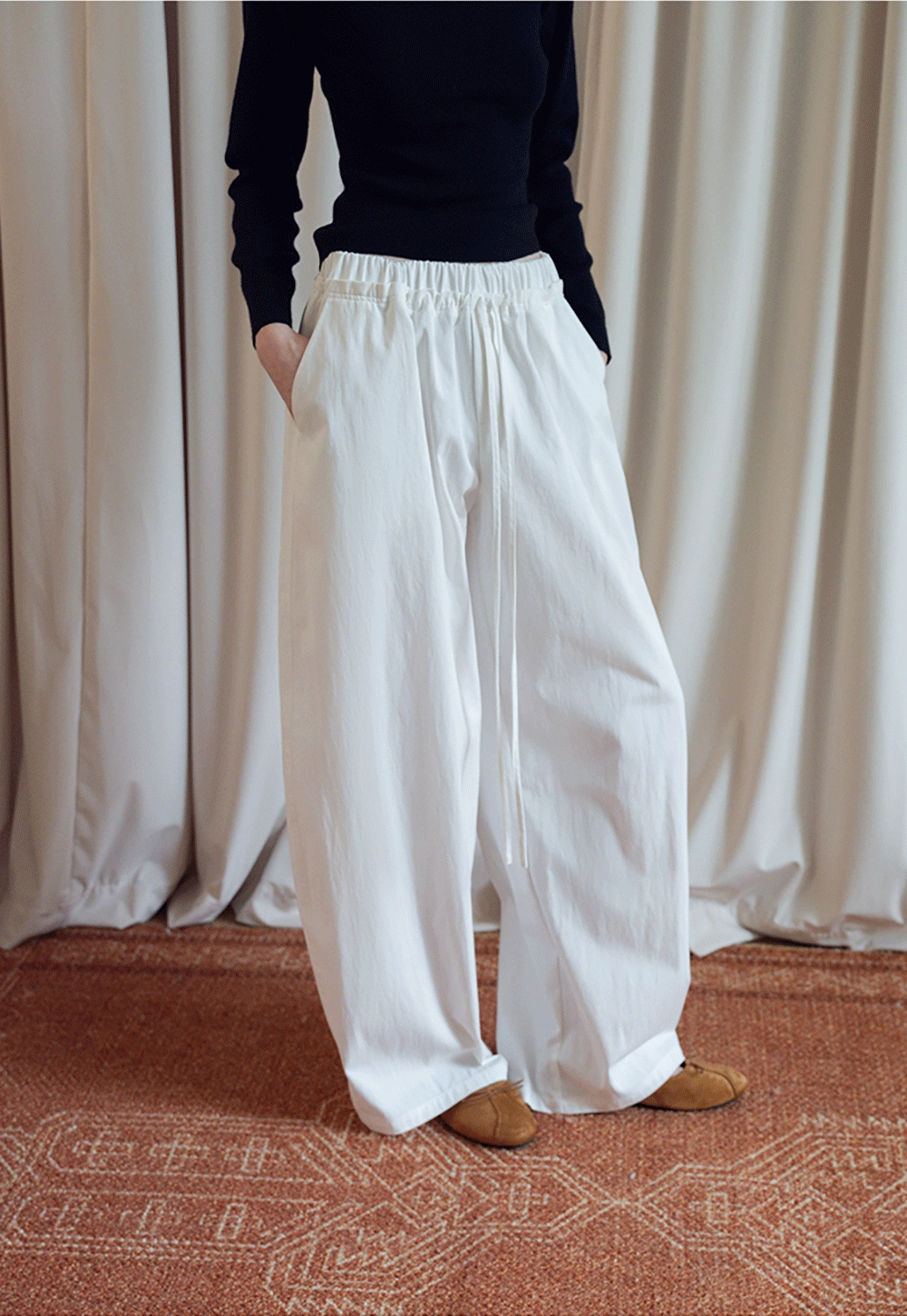 Women's Drawstring Wide-Leg Pants