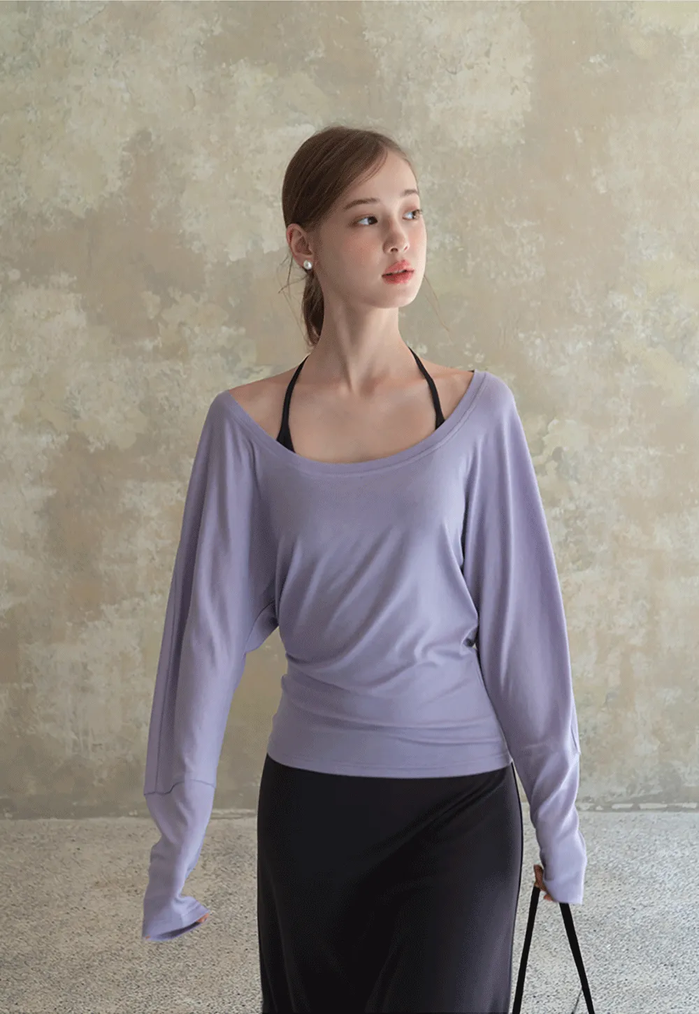 Casual Long Sleeve Top with Flowy Maxi Skirt