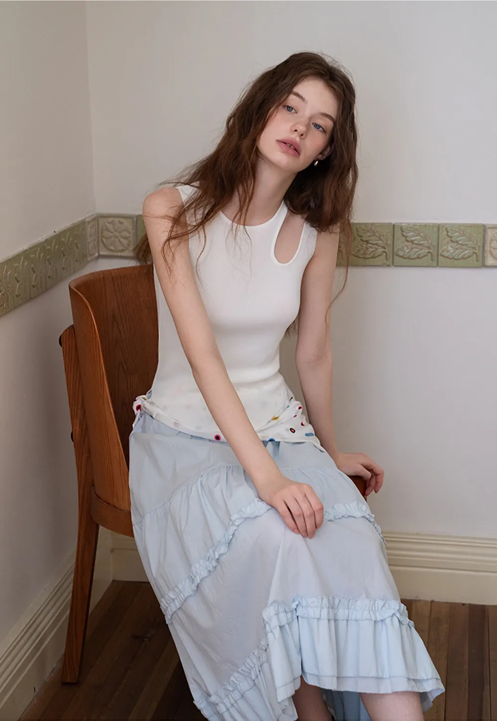 Tiered Ruffle Midi Skirt