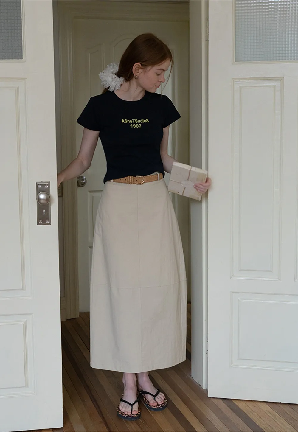Slim Fit Contrast Letter Tee for Women