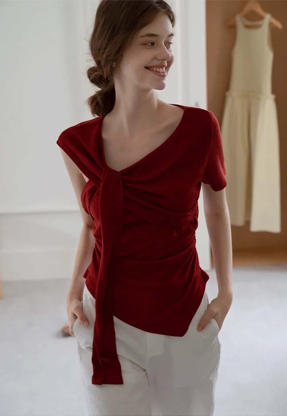 Asymmetrical Tie-Front T-Shirts