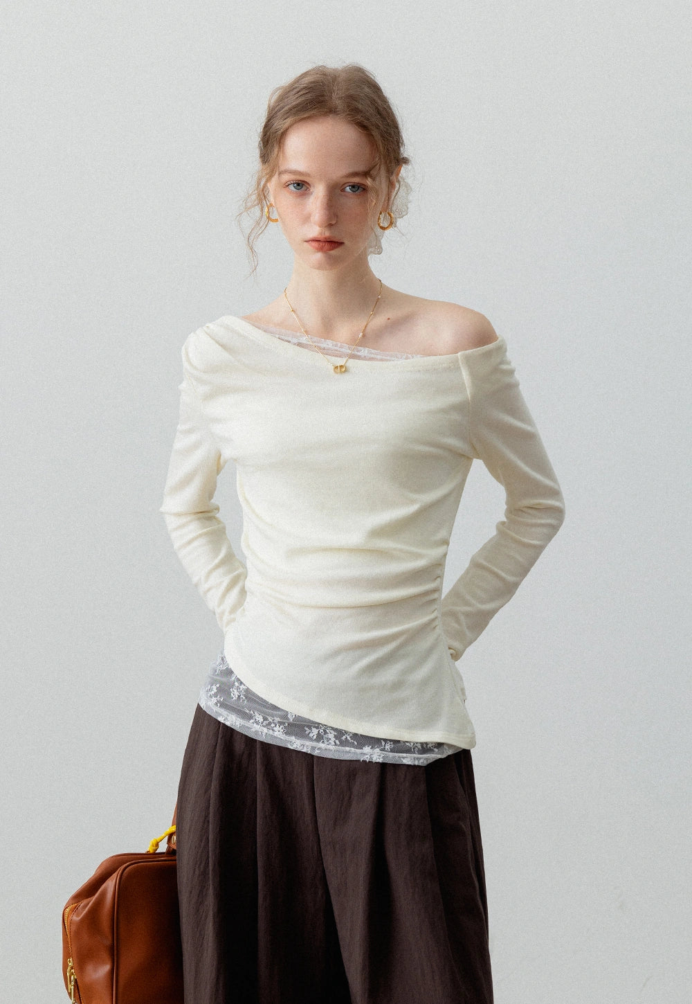 売れ筋商品|||ヴィンスカムート カットソー トップス レディース Women's Off-The-Shoulder Long-Sleeve Top Dark Green GXIPO Women's Off Shoulder Sweater Long Sleeve Fold Over