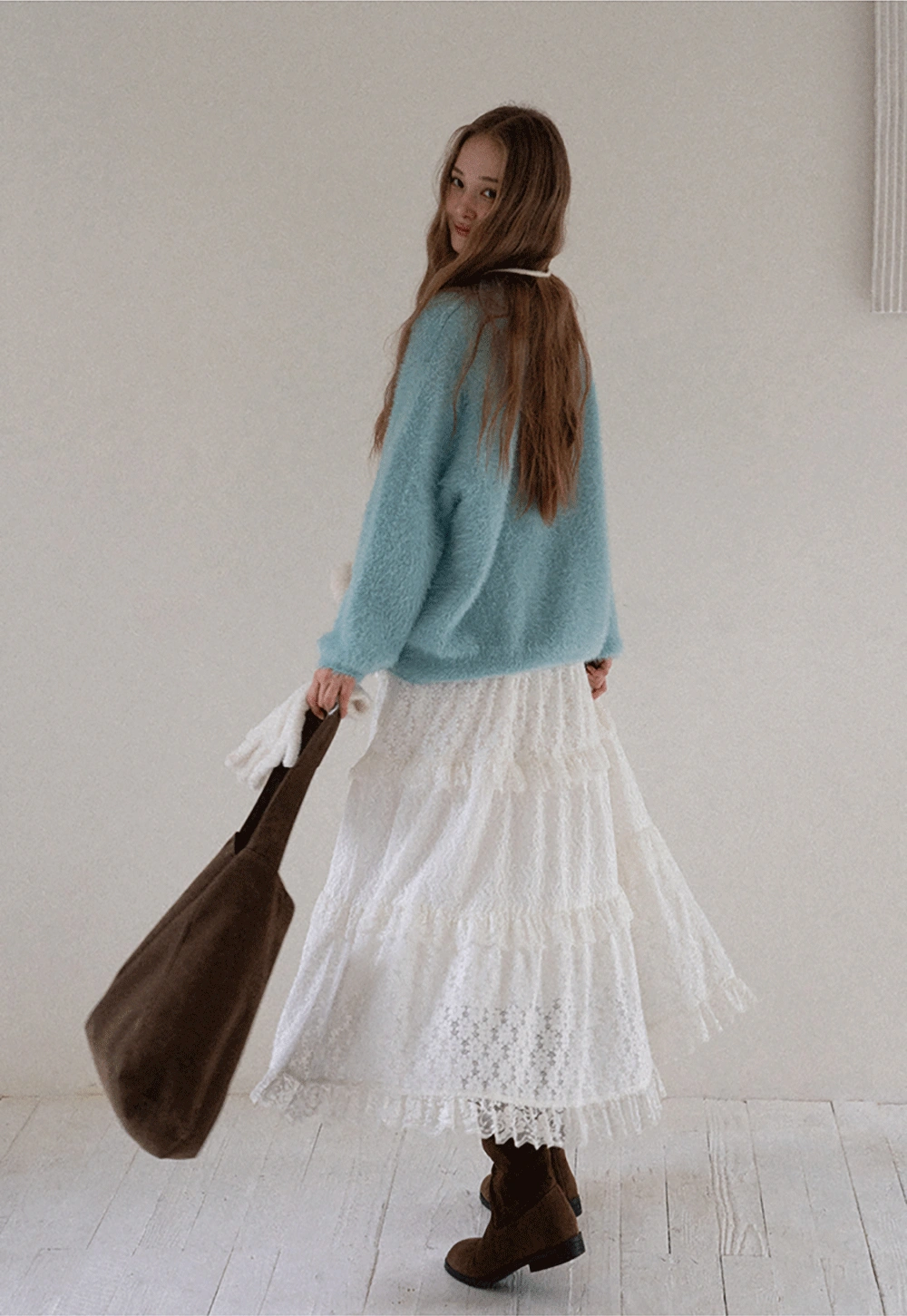 Womens Fluffy Long Sleeve Sweater