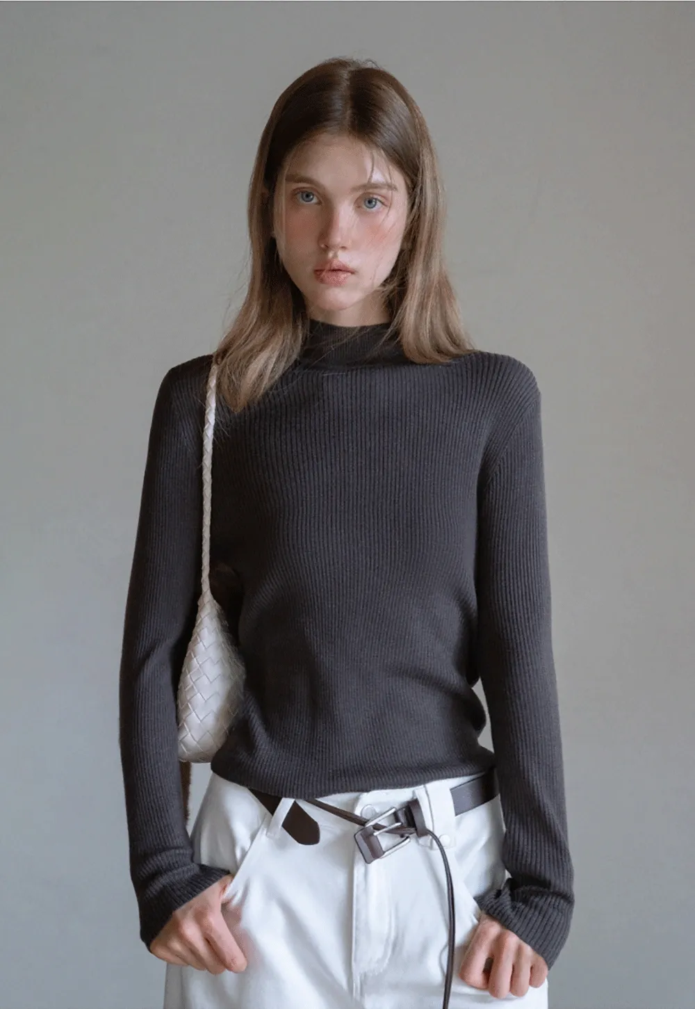 Women’s Ribbed Knit Turtleneck Sweater Top