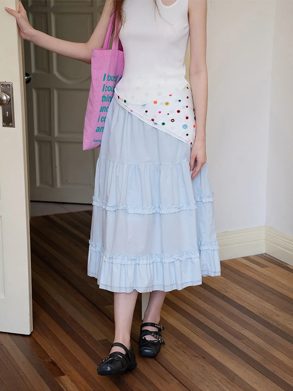 Tiered Ruffle Midi Skirt