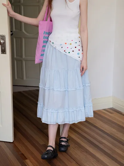 Tiered Ruffle Midi Skirt