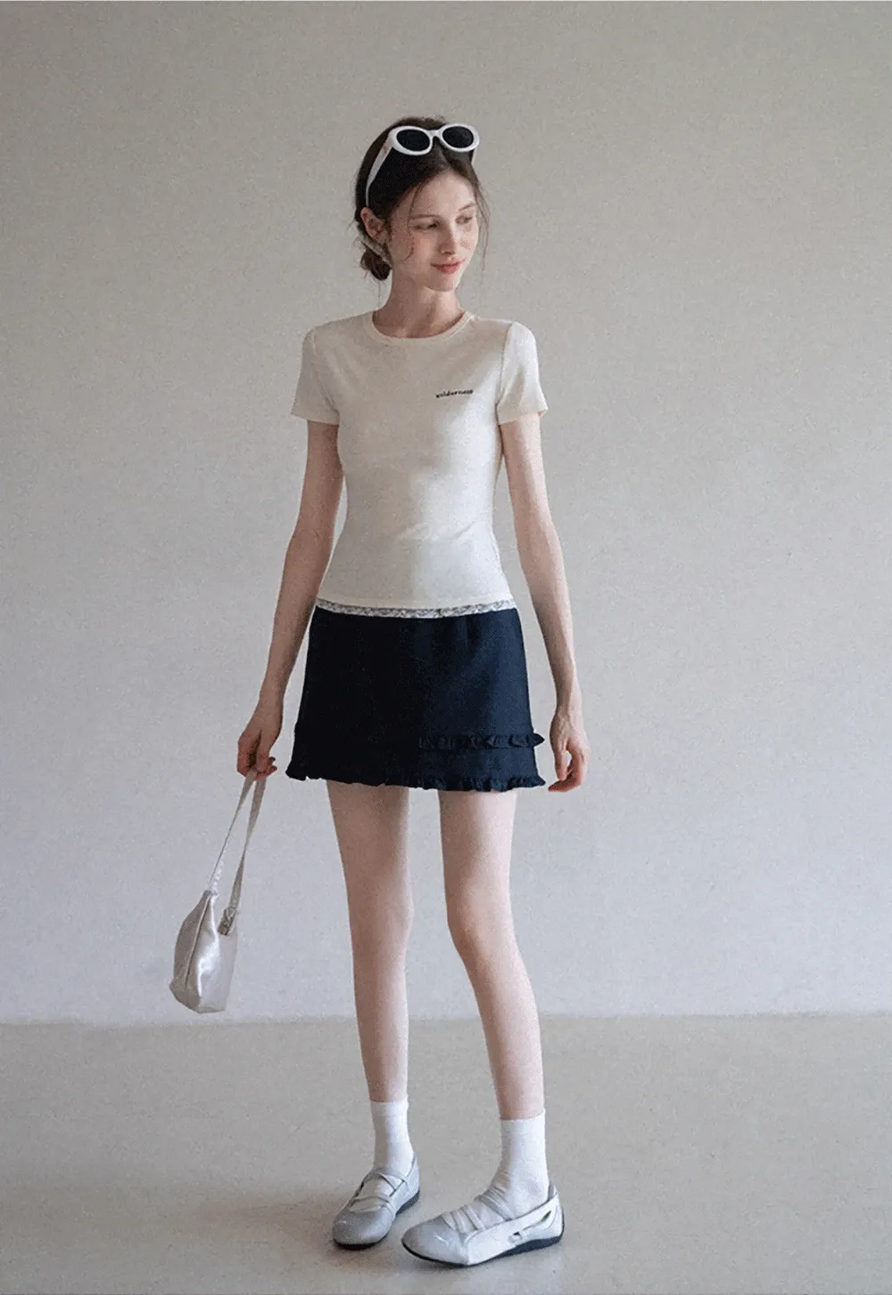 Lace Trim Embroidered T-Shirt