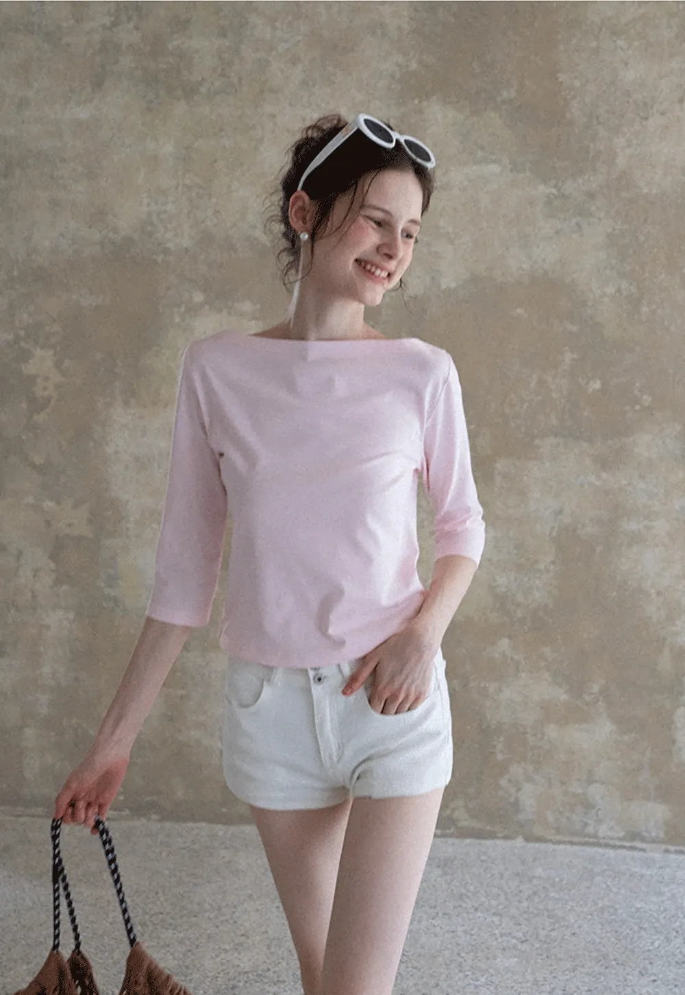 Women's Boat Neck 3/4 Sleeve Top