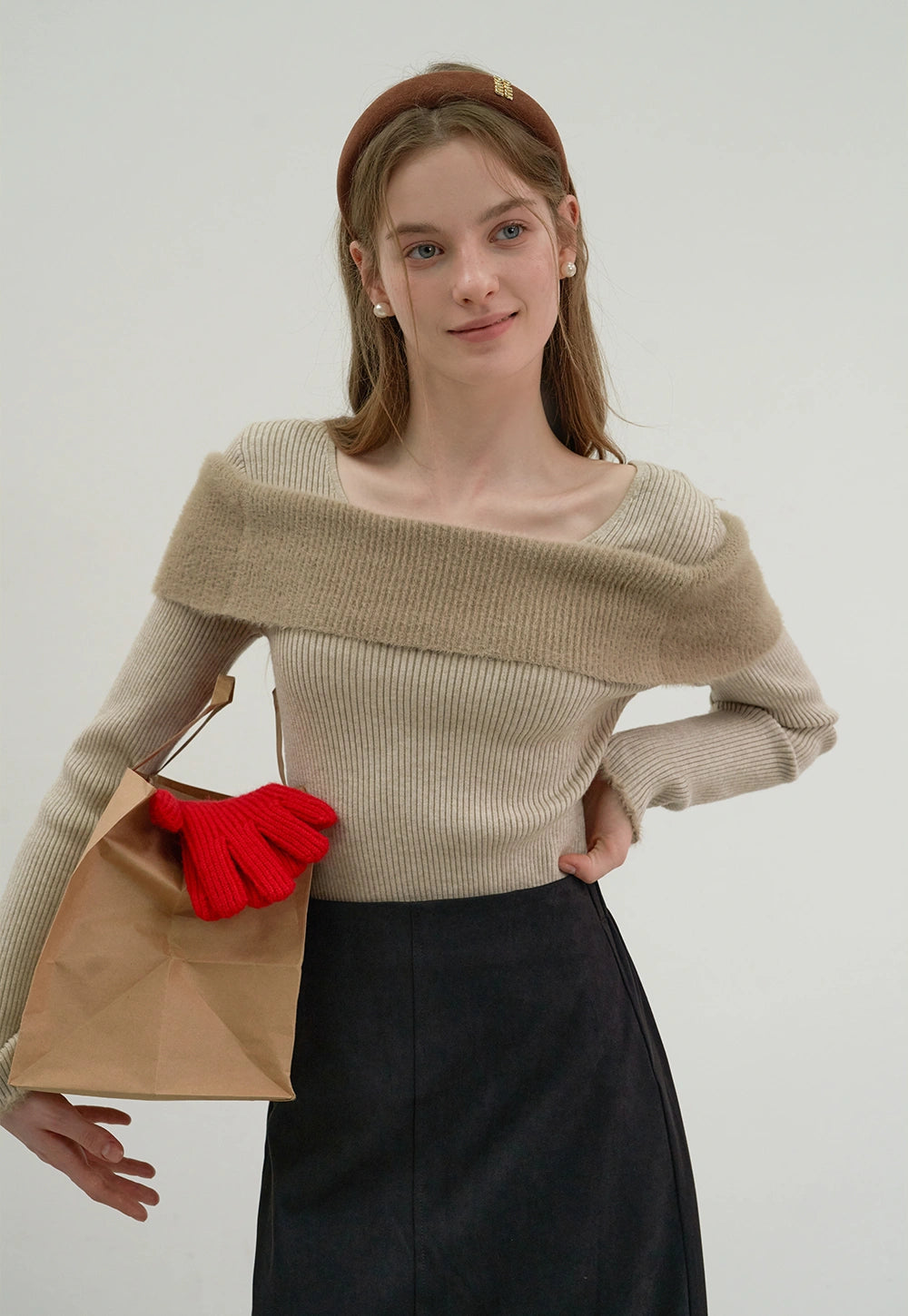Women's Off Shoulder Ribbed Knit Top – EGGKA
