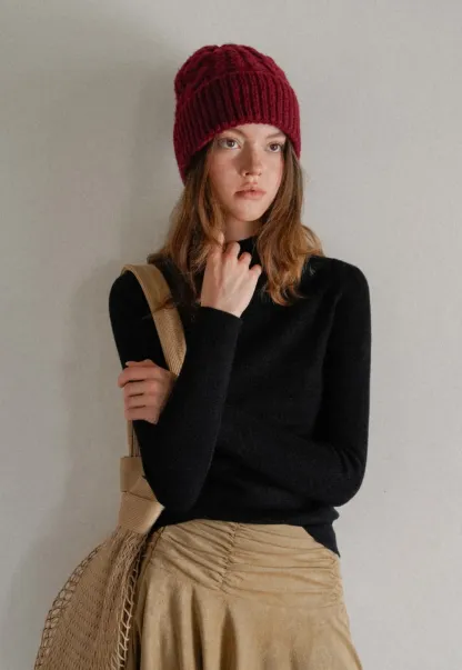 Mock Neck Ribbed Knit Sweater