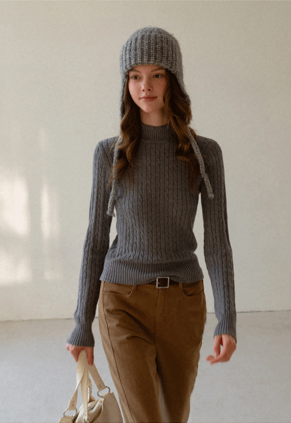 Soft Ribbed Knit Sweater with Cropped Fit