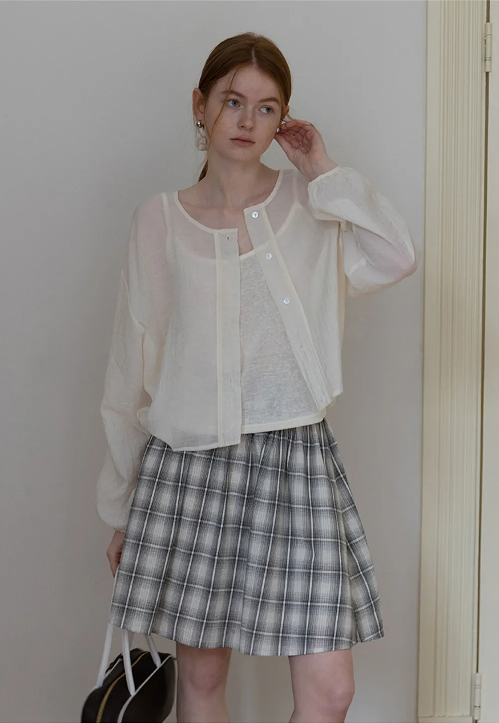 Women’s Button-up Blouse with Long Sleeves And Camis