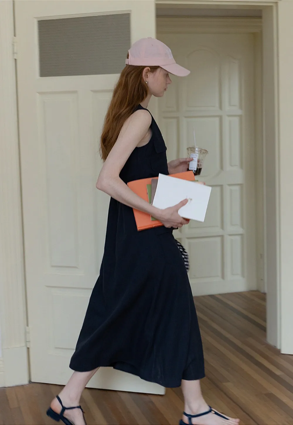 Sleeveless Button-Front Utility Midi Dress