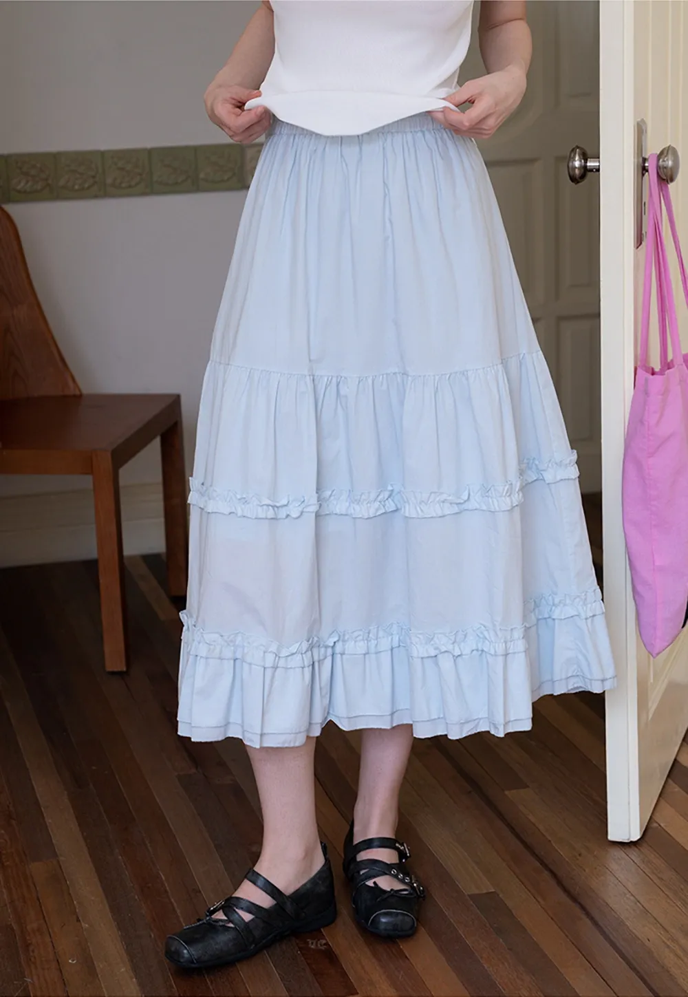 Tiered Ruffle Midi Skirt