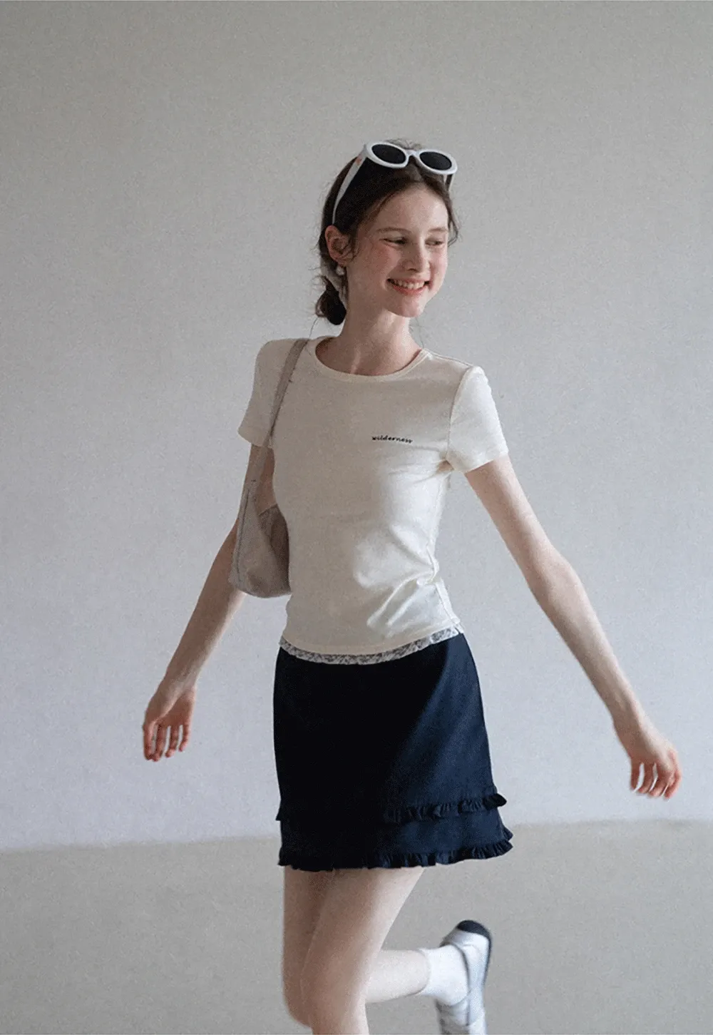 Lace Trim Embroidered T-Shirt