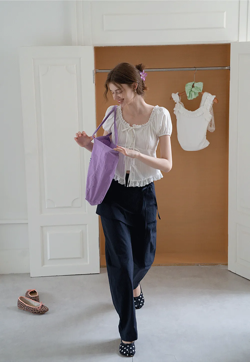 Women's Linen Pants with Detachable Flap