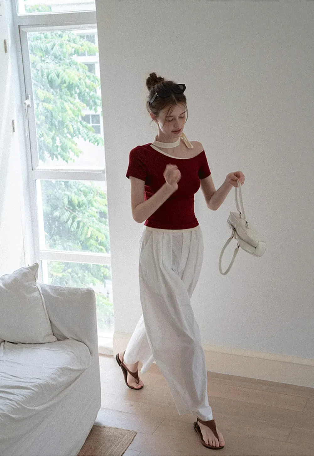 Women's High Waist Pleated Wide Leg Trousers