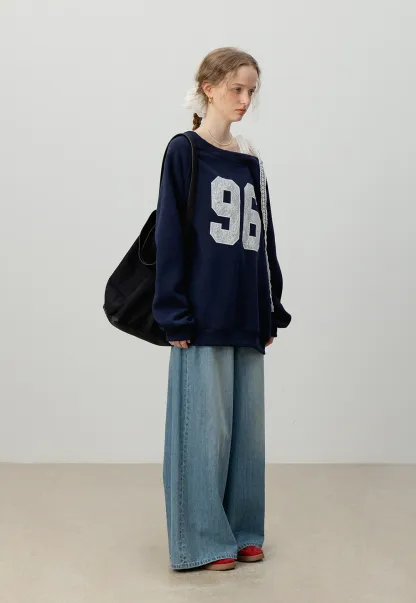 Women's Lace Off Shoulder Graphic Sweatshirt