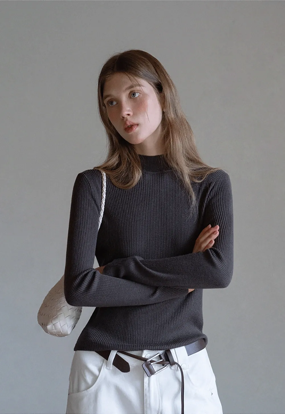 Women’s Ribbed Knit Turtleneck Sweater Top