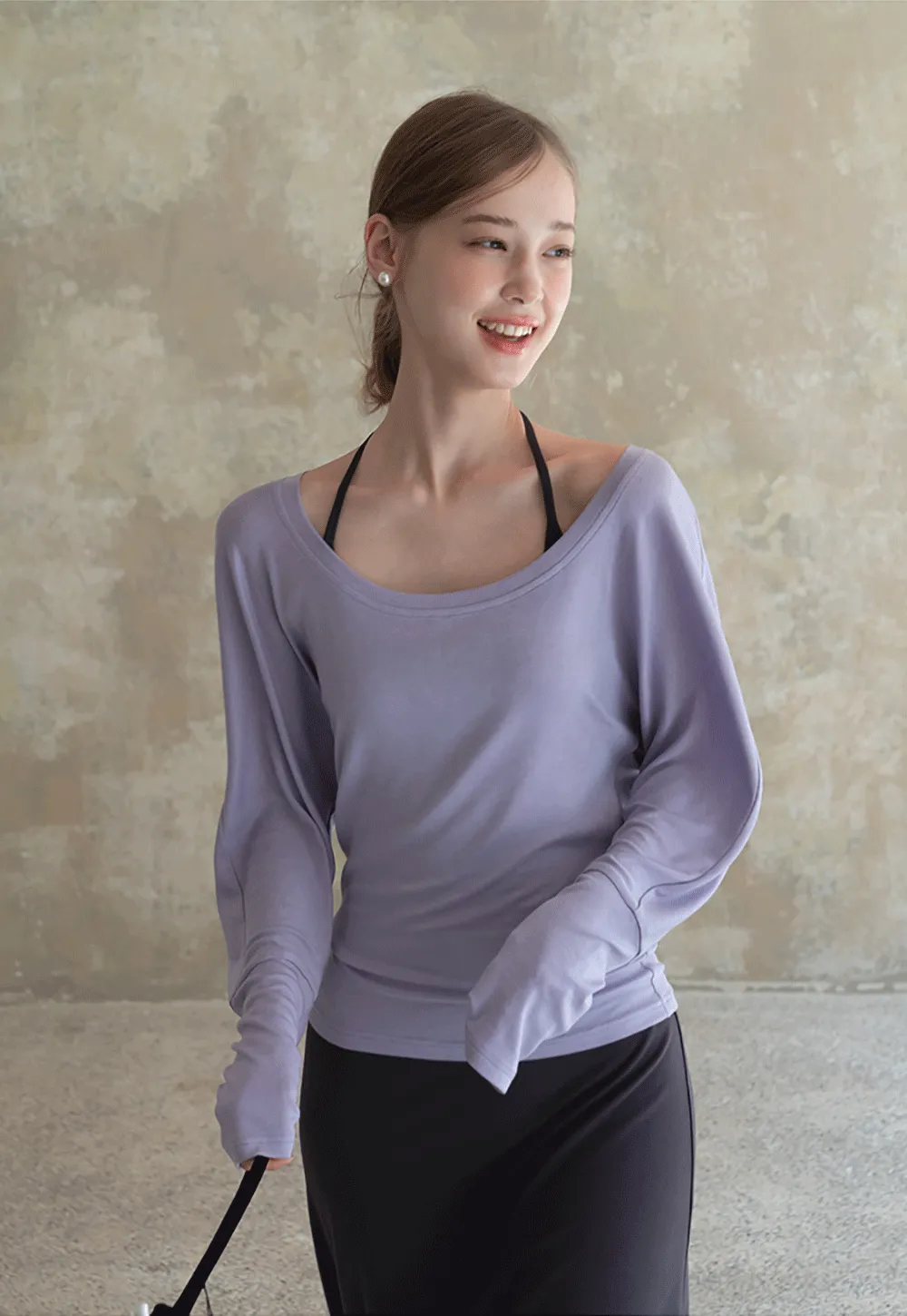 Casual Long Sleeve Top with Flowy Maxi Skirt