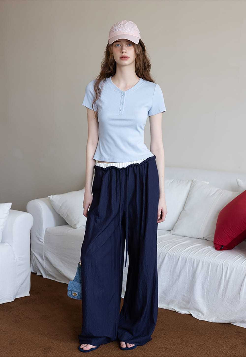 Relaxed Fit Crinkle Pants