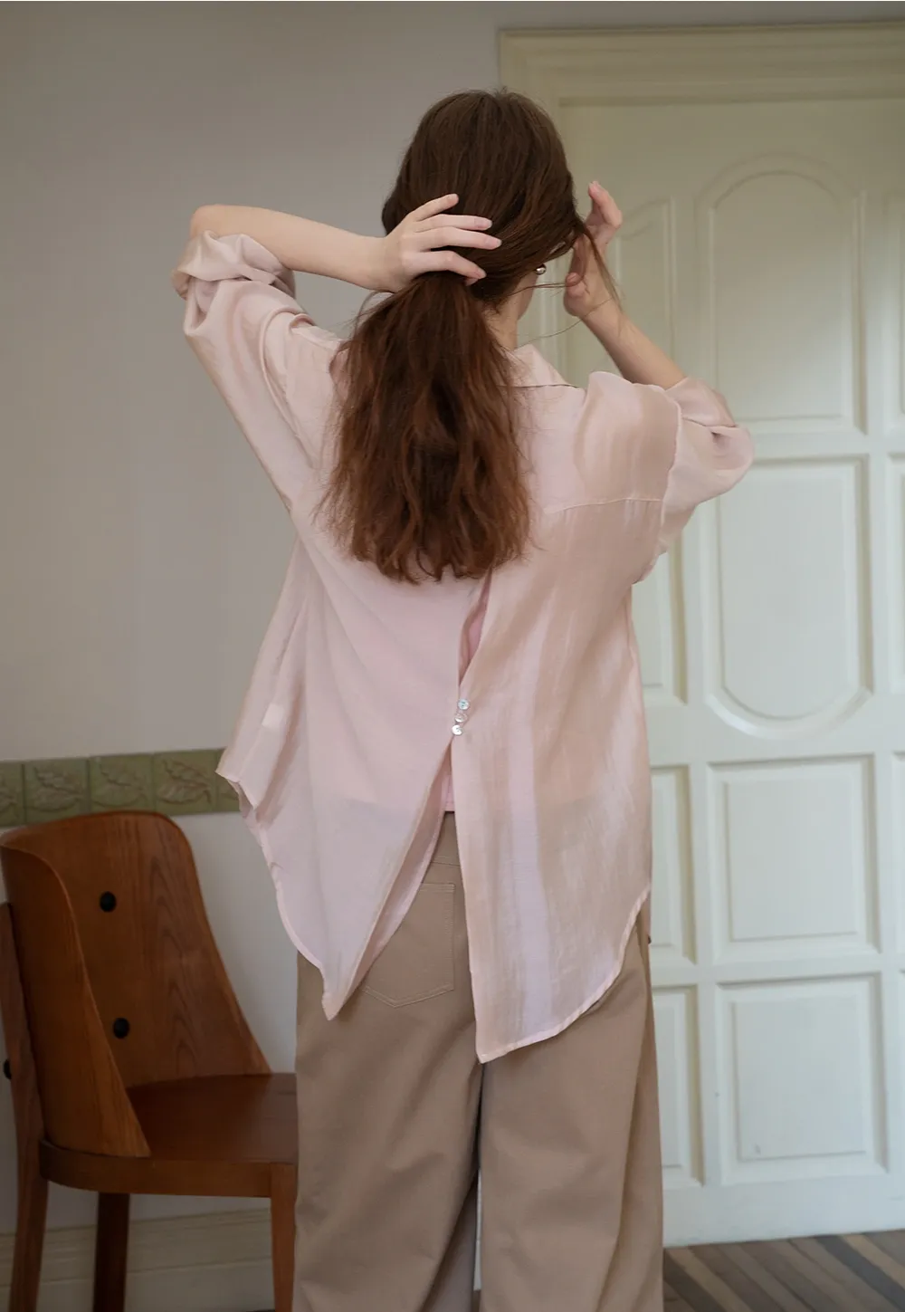 Women’s Button-up Shirt with Rolled Sleeves And Camis