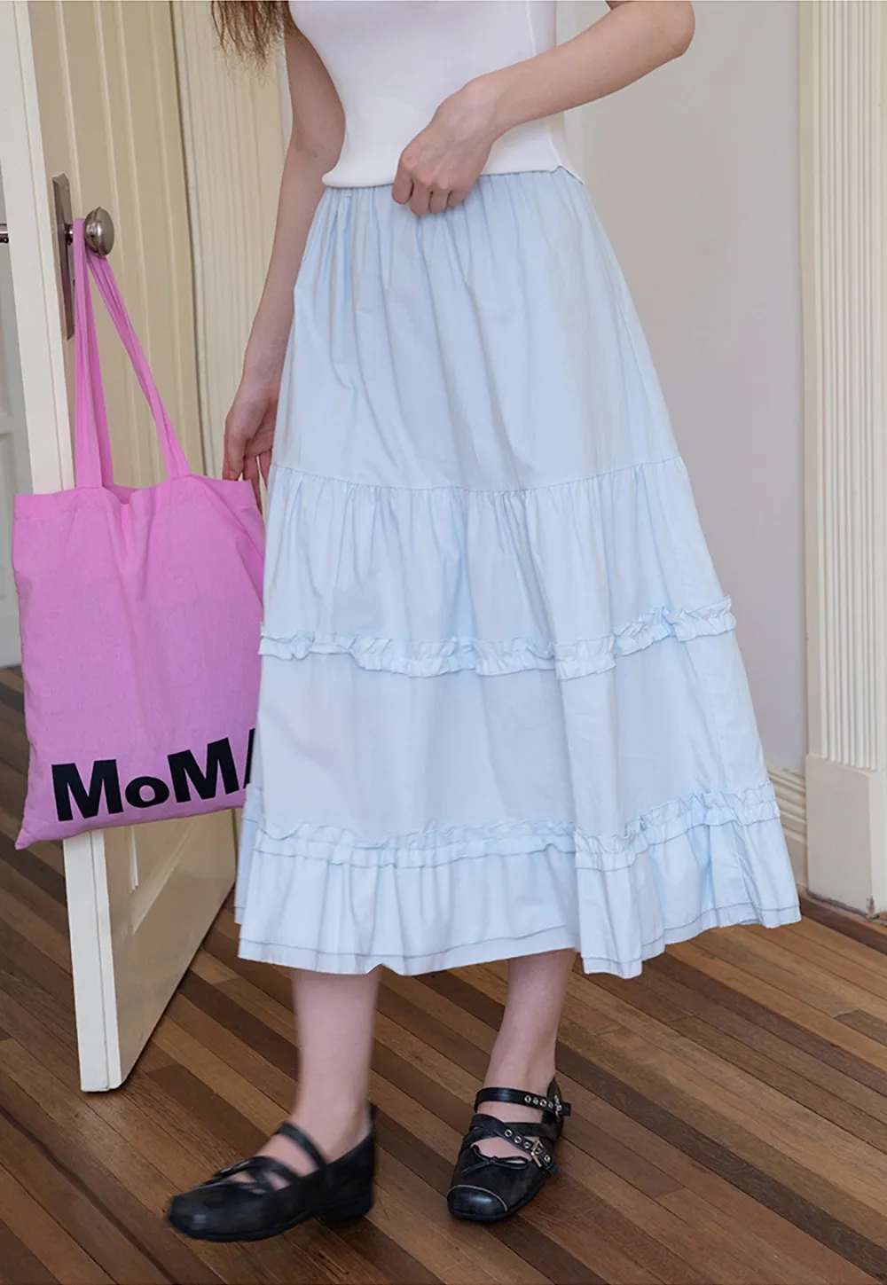 Tiered Ruffle Midi Skirt