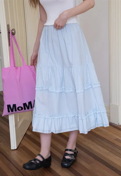 Tiered Ruffle Midi Skirt