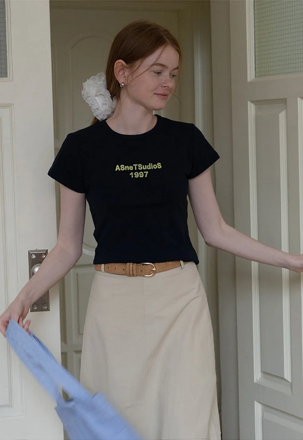 Slim Fit Contrast Letter Tee for Women