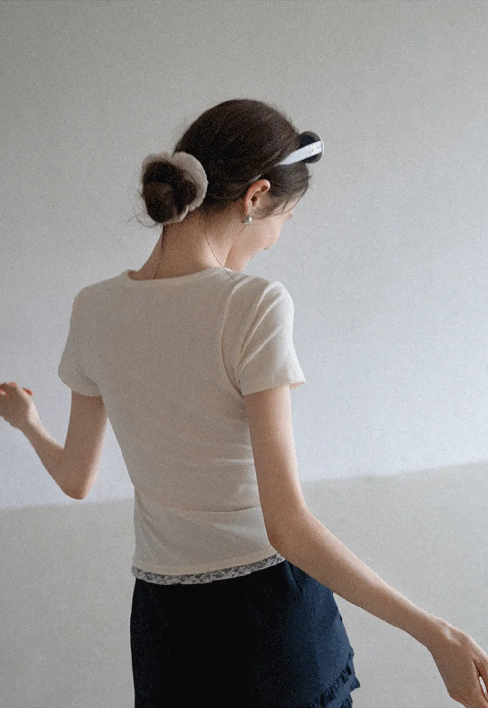 Lace Trim Embroidered T-Shirt