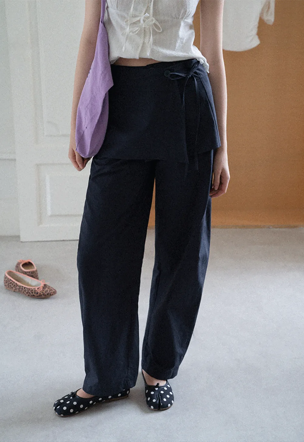 Women's Linen Pants with Detachable Flap