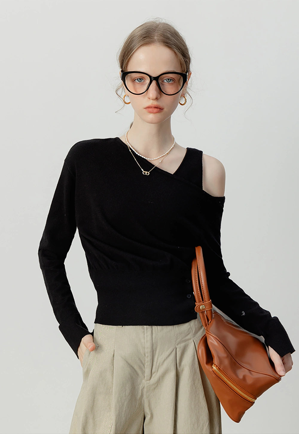 トップス Asymmetry slim off shoulder tops andwang Asymmetry slim off shoulder tops