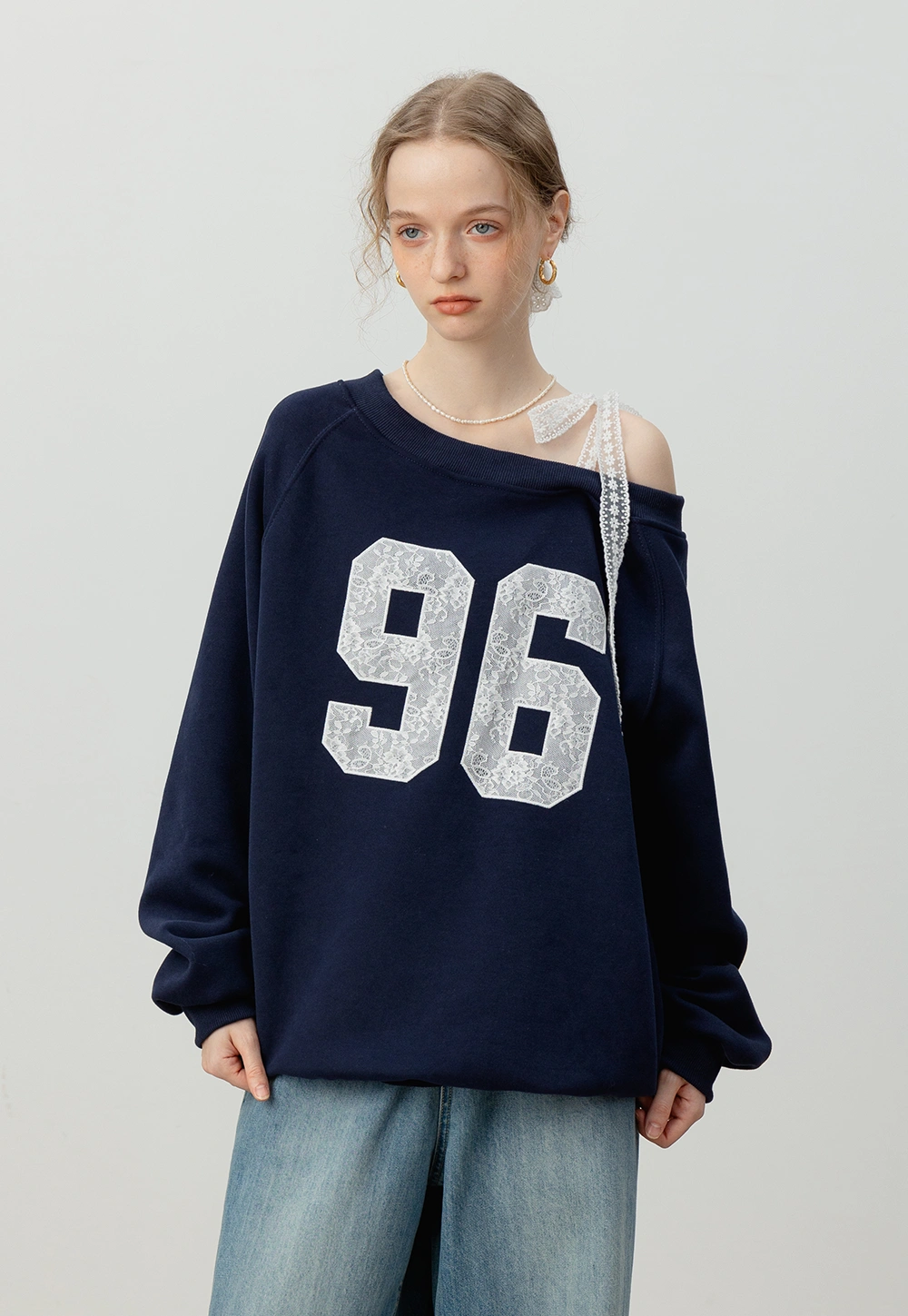 Women's Lace Off Shoulder Graphic Sweatshirt – EGGKA