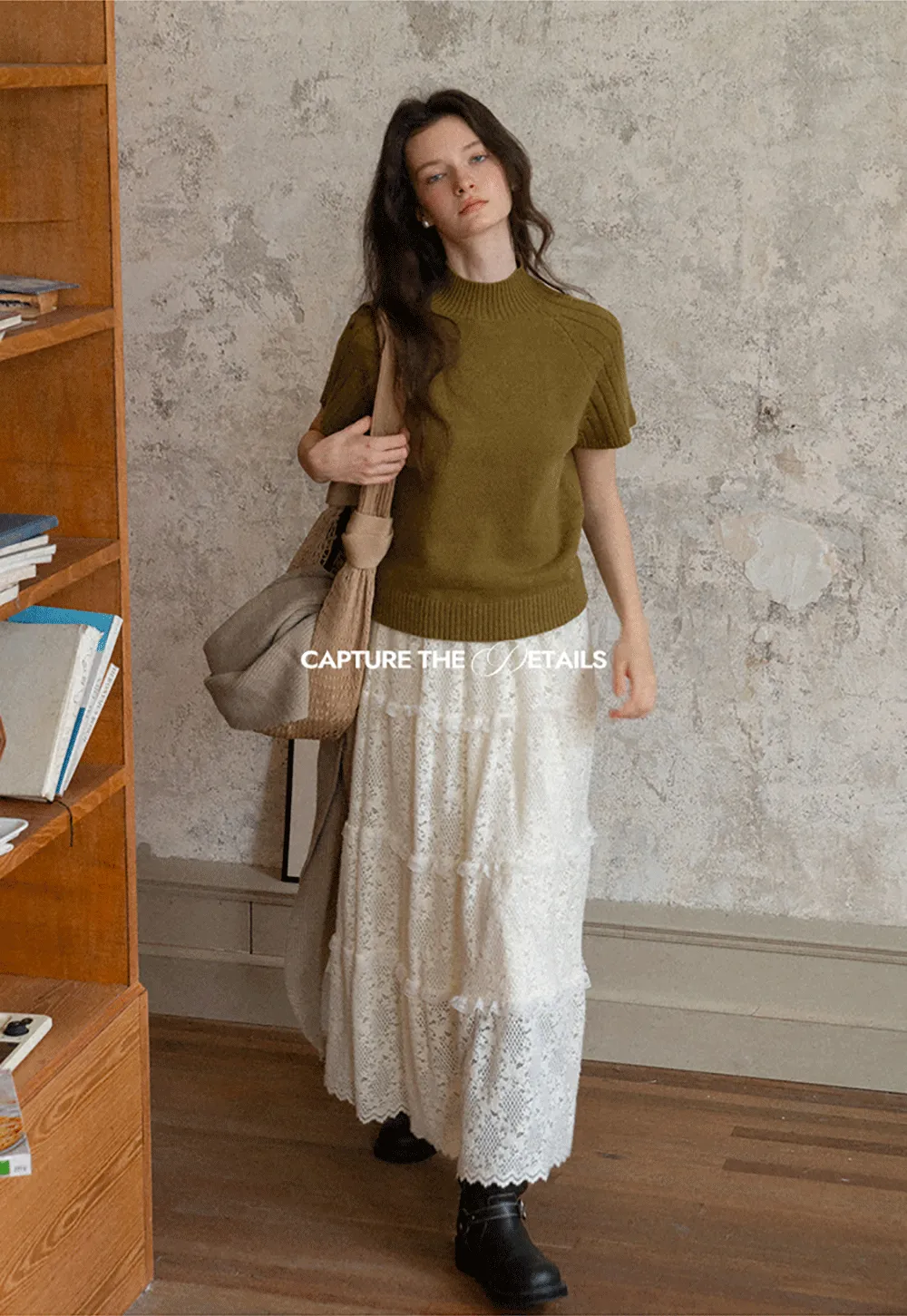 Olive Short Sleeve Mock Neck Knit Top