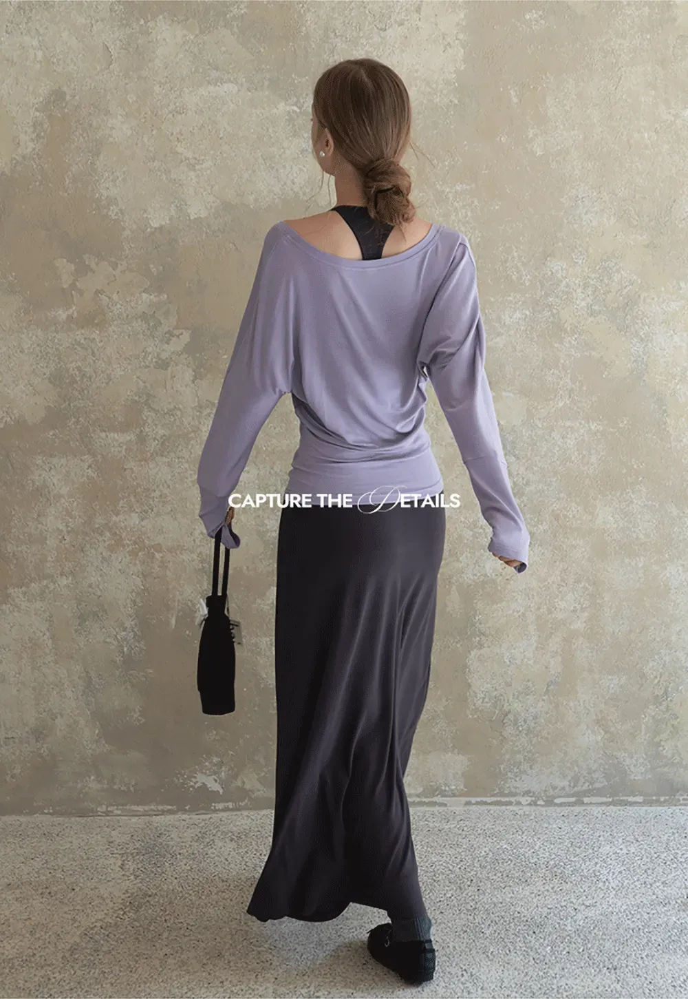 Casual Long Sleeve Top with Flowy Maxi Skirt