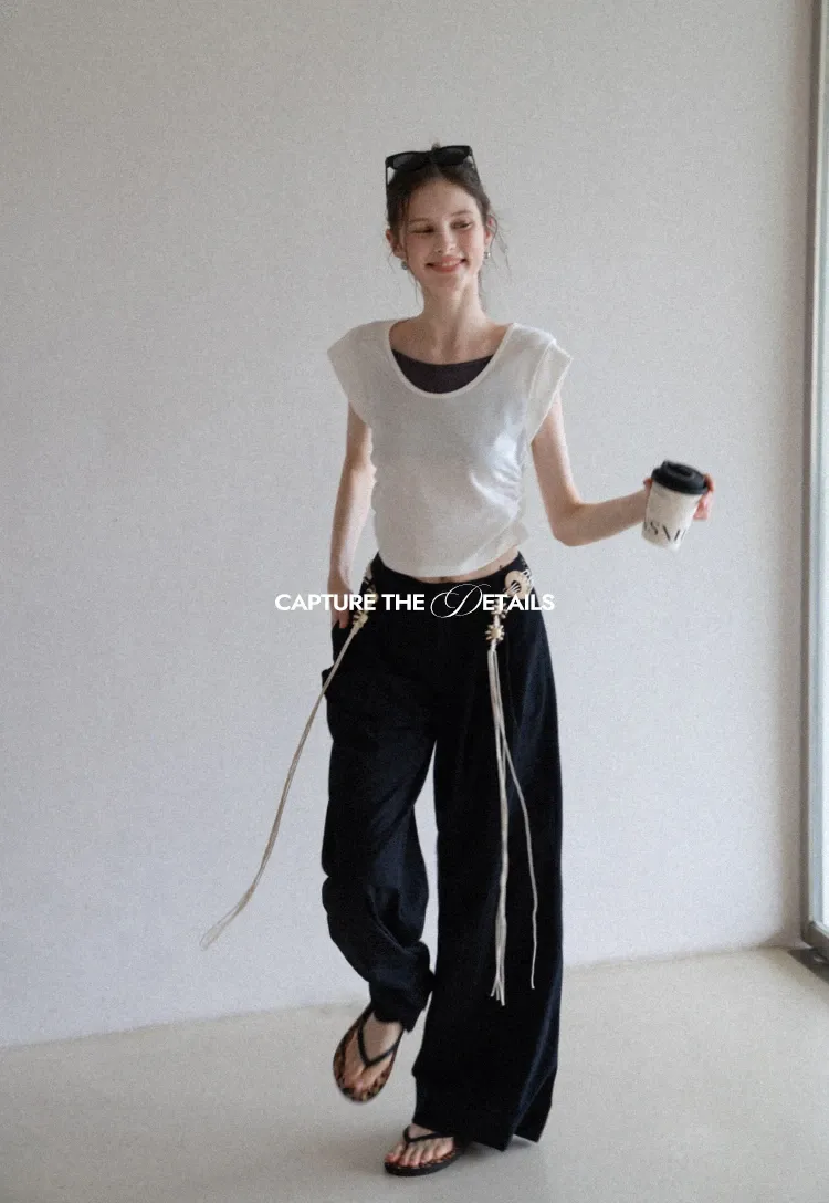 Boho Shell Tassel Wide Leg Pants