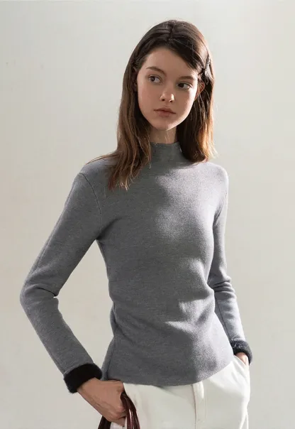 Women Soft Long Sleeve Crew Neck Sweater
