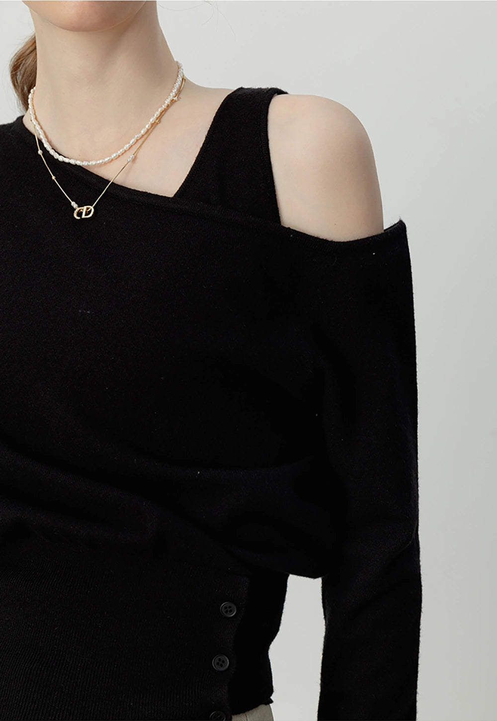 Women's Asymmetrical Off-Shoulder Knit Top – EGGKA