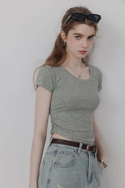 トップス TW Round Hem Short Sleeve Tee TW Round Hem Short Sleeve Tee