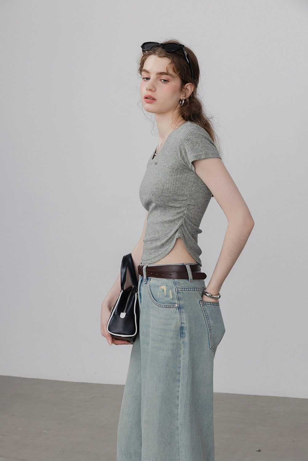 ●PALE JADE● 25SS Organic Short Sleeve - Round Neck Organic Oversized Crew - Steel Blue – Colorful Standard