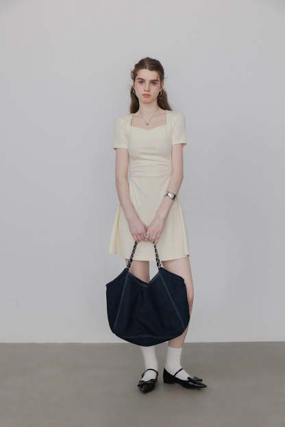 Women's Square Neck A Line Short Dress